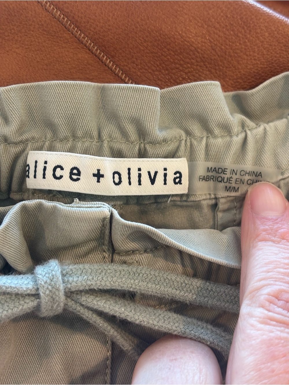 Alice + Olivia Olive Drawstring Paperbag Chinos - Picture 3 of 5